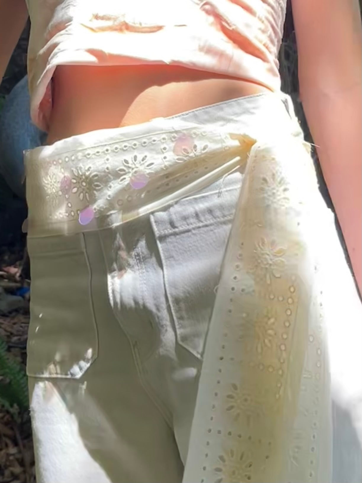 Sequinned Broderie Anglaise Tie Belt