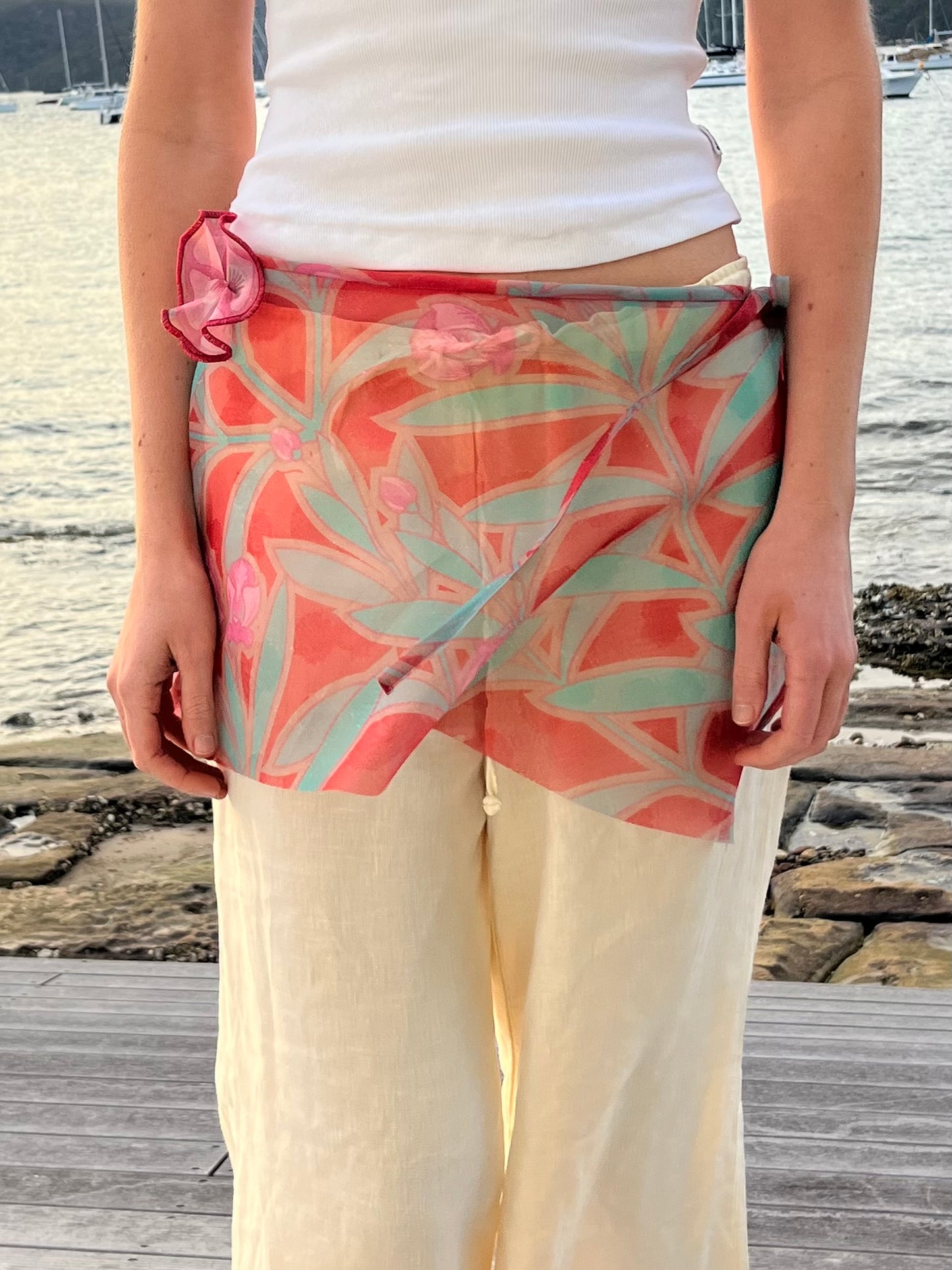 Mini Wrap Skirt with Flower Detail