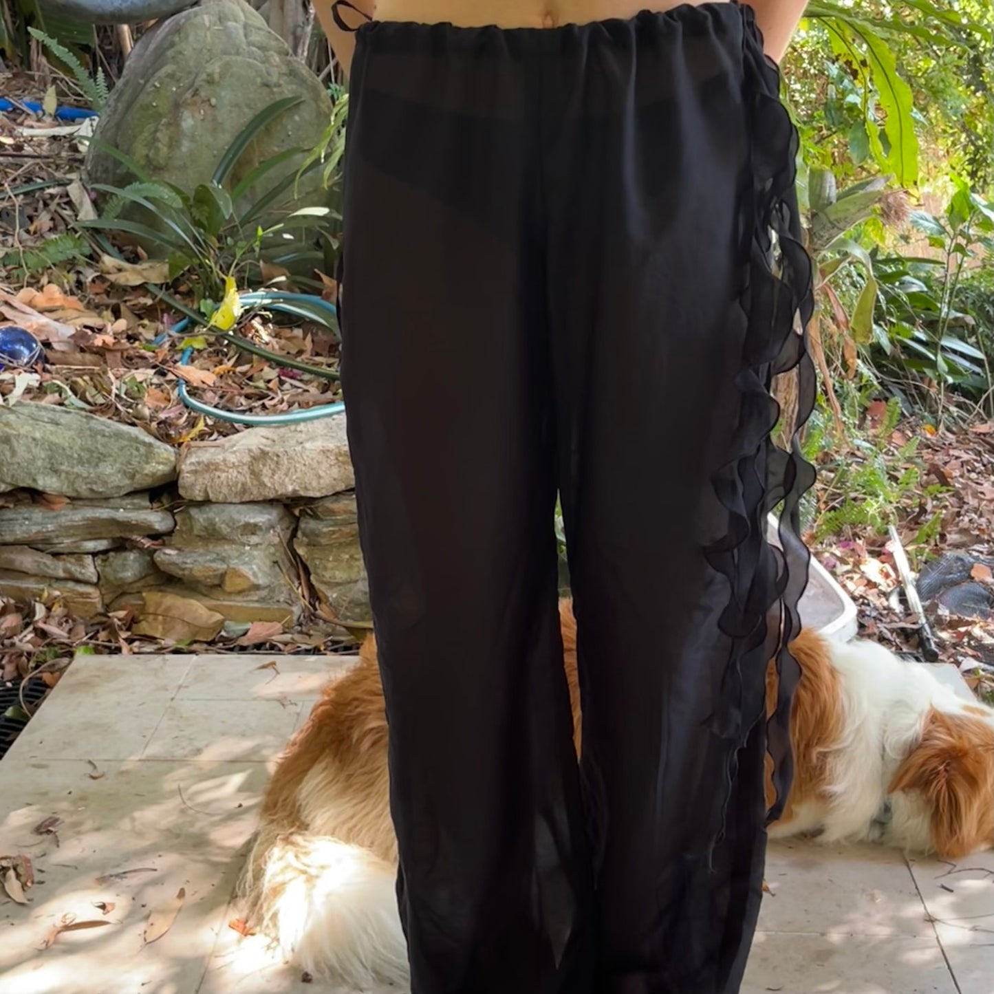 Silk Cotton Low-Mid Rise Ruffle Pant