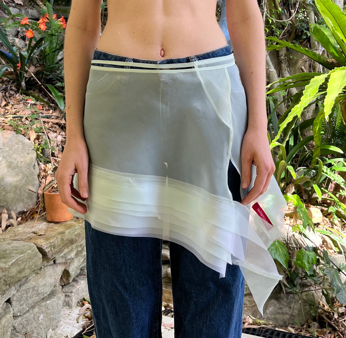 Light Blue Silk Organza Bias Wrap Skirt