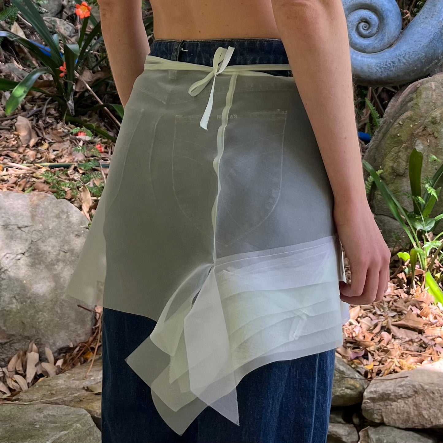 Light Blue Silk Organza Bias Wrap Skirt