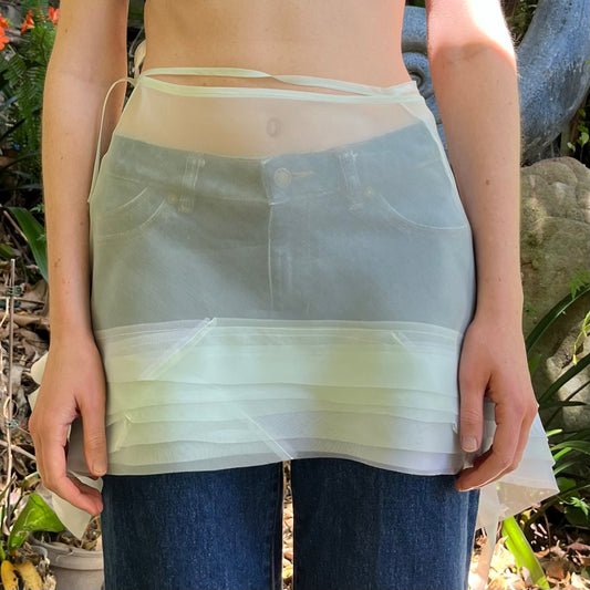 Light Blue Silk Organza Bias Wrap Skirt