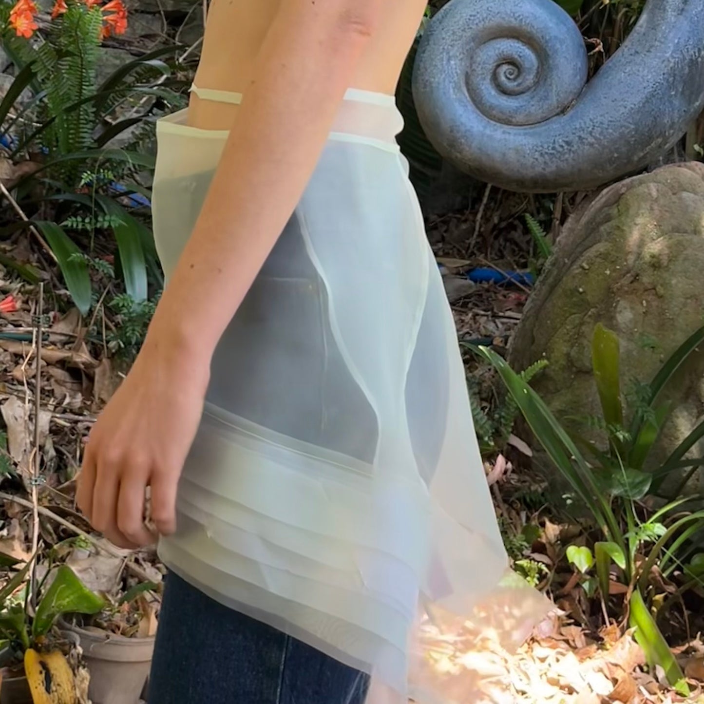 Light Blue Silk Organza Bias Wrap Skirt