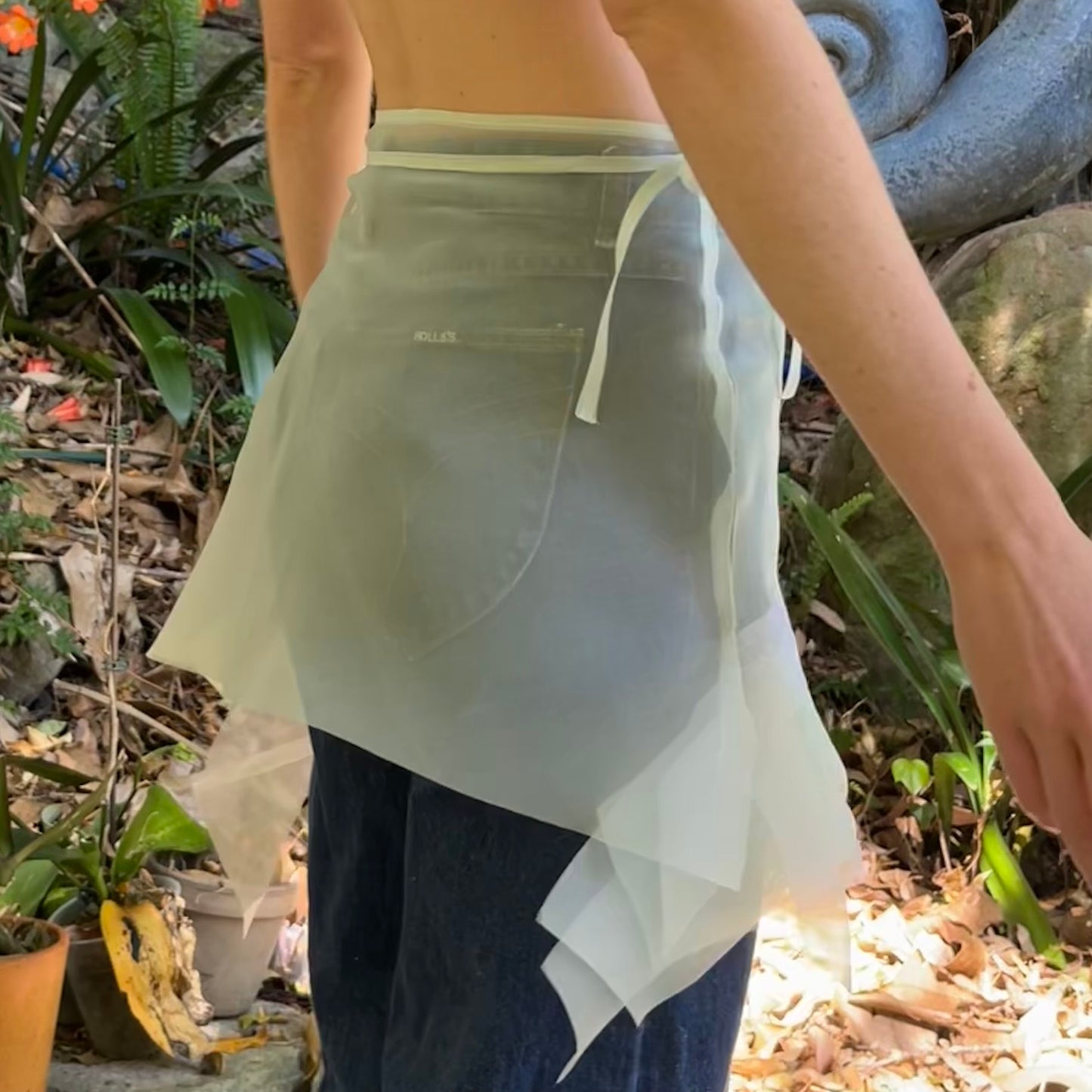 Light Blue Silk Organza Bias Wrap Skirt