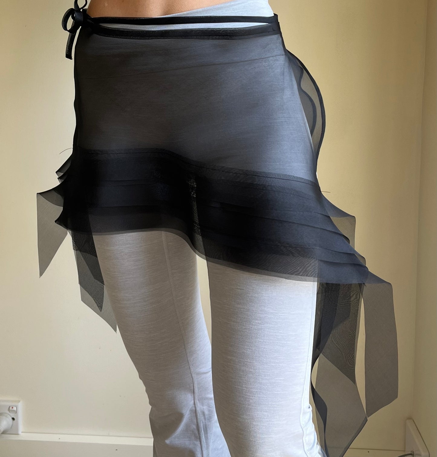 Black Silk Organza Bias Wrap Skirt