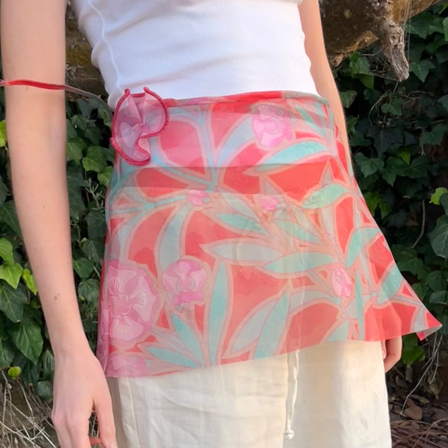 Mini Wrap Skirt with Flower Detail