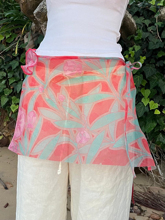 Mini Wrap Skirt with Flower Detail