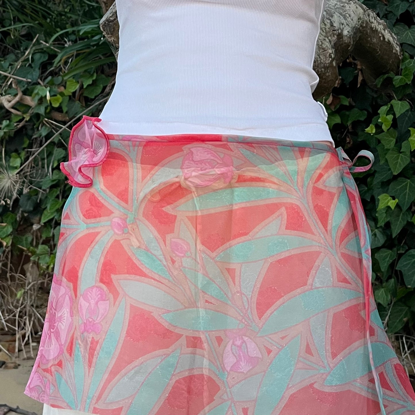 Mini Wrap Skirt with Flower Detail