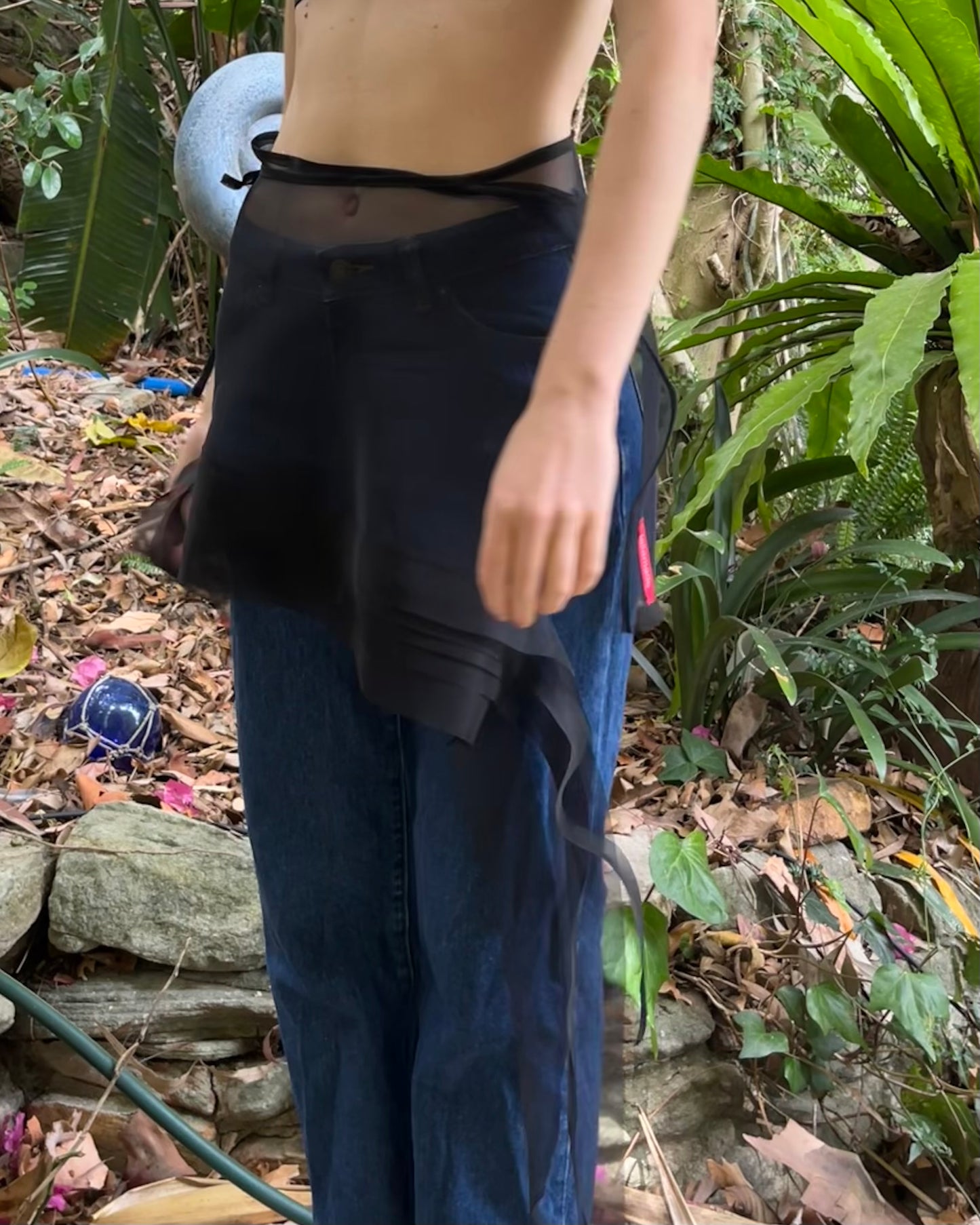 Black Silk Organza Bias Wrap Skirt