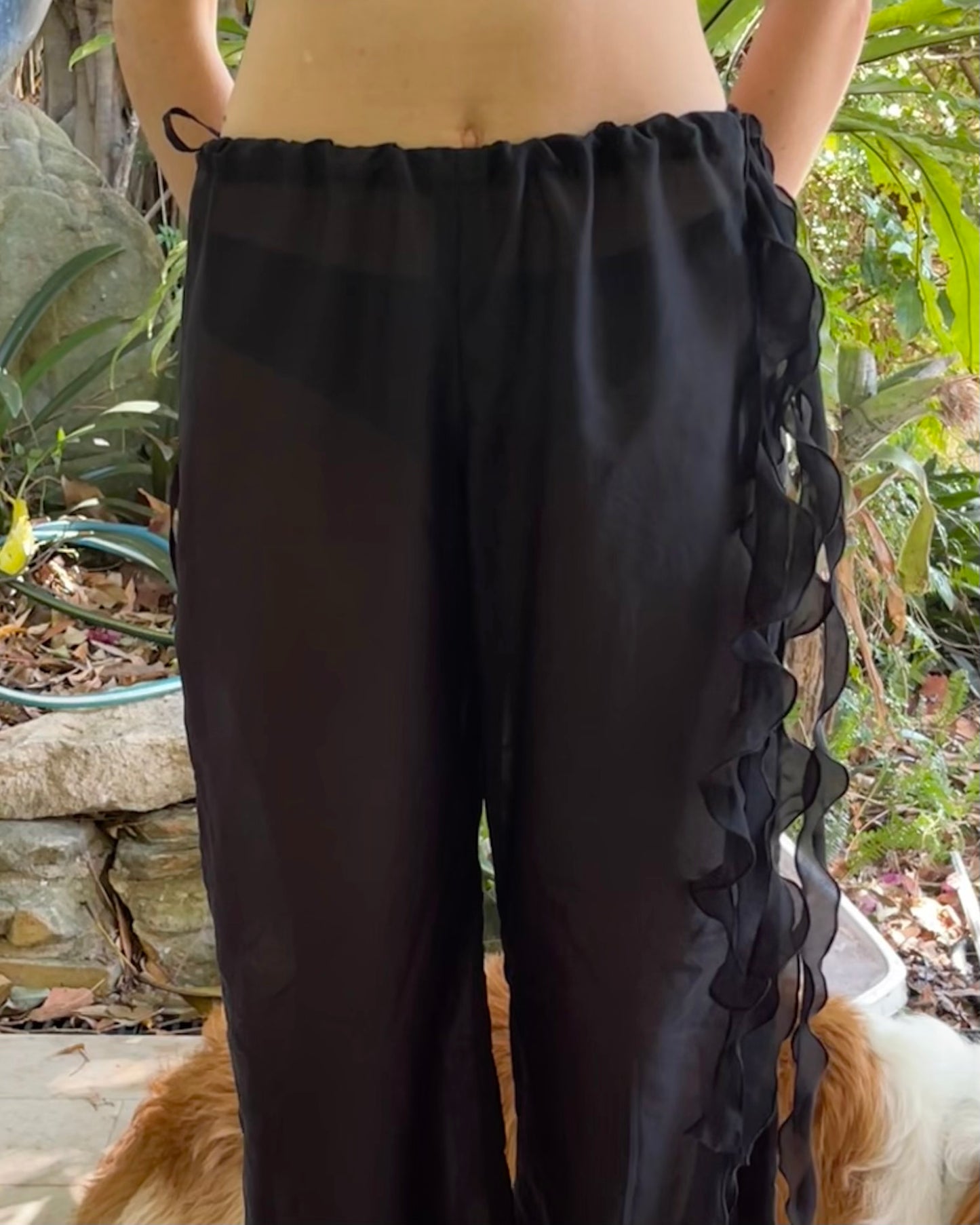 Silk Cotton Low-Mid Rise Ruffle Pant